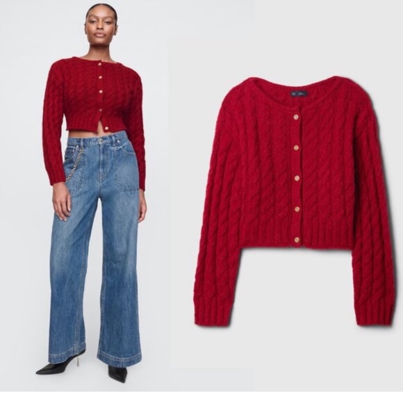 Gap x Cult Gaia Cropped Cable-Knit Cardigan in XS - Picture 1 of 5